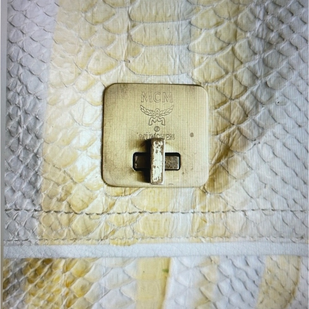 Rare Mcm Yellow Python Snakeskin Messenger Bag - image 8